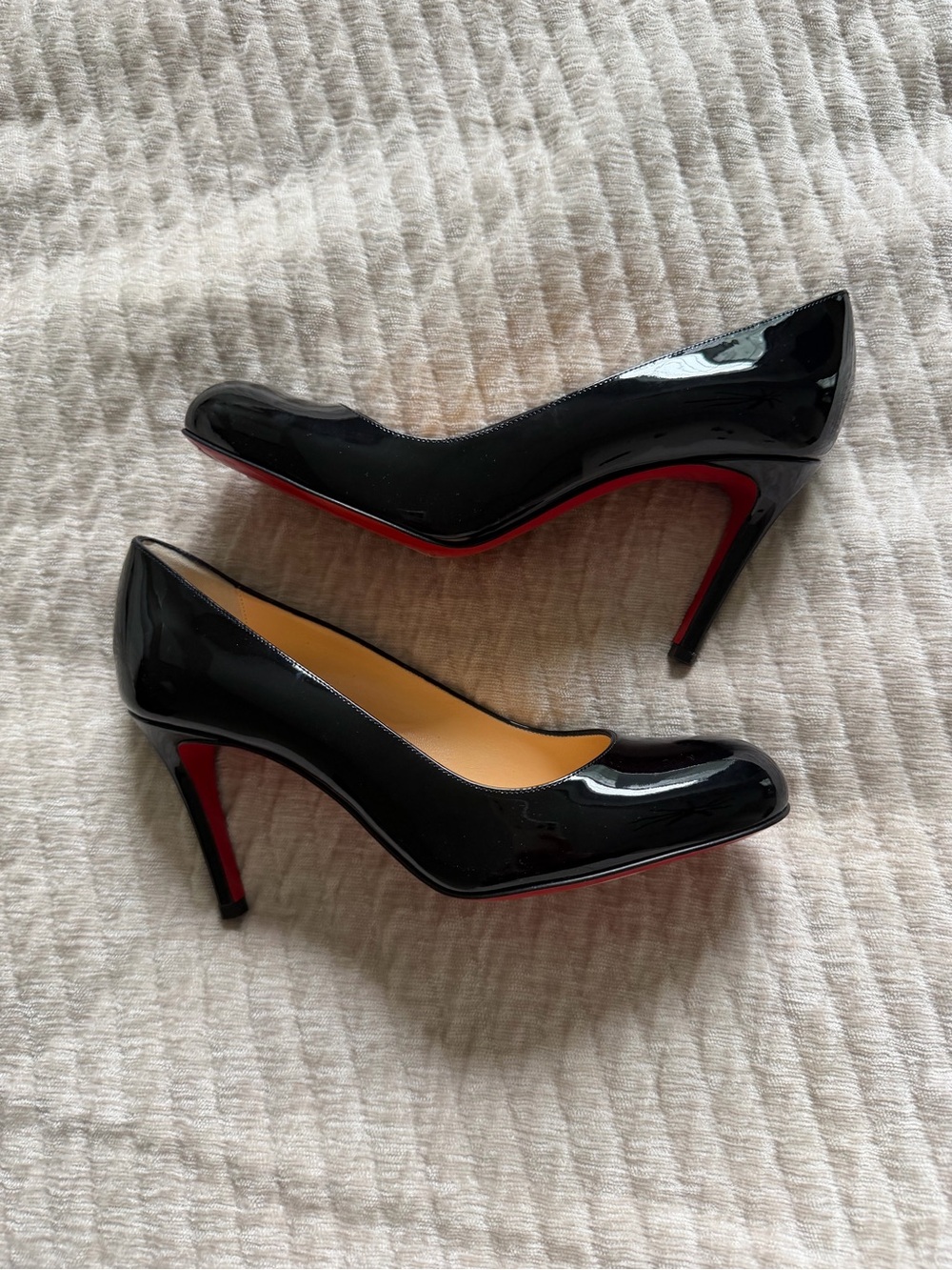 Christian Louboutin Black Patent Pumps with Signature Red Soles